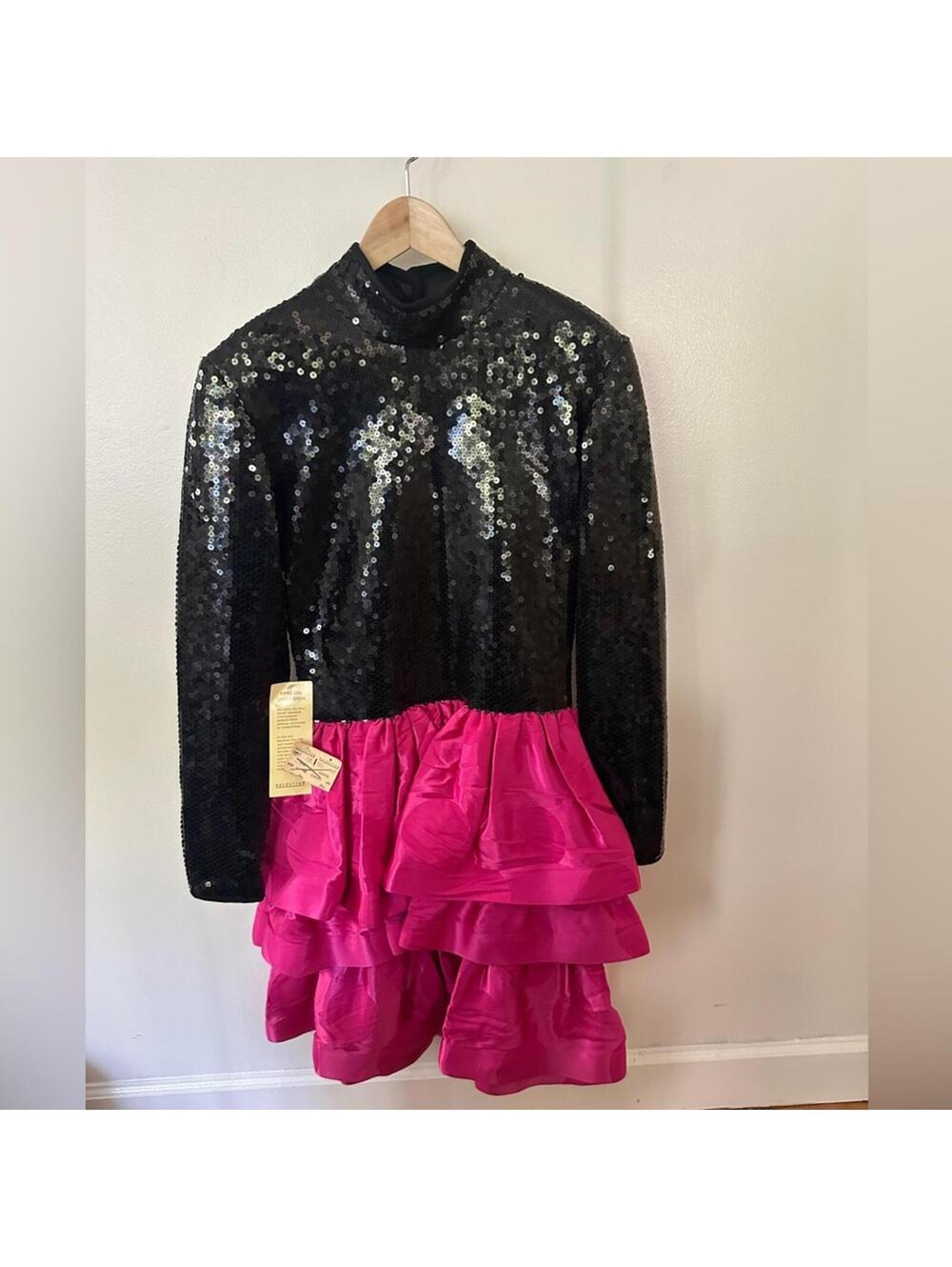 Tadashi Shoji Black and Pink Sequin Dress